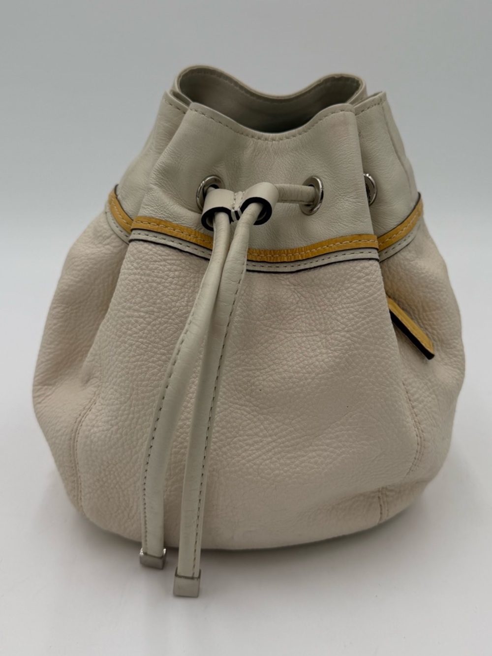 Coach Mini Drawstring Bucket Chalk with Blush Pink Interior Crossbody - Picture 2 of 11